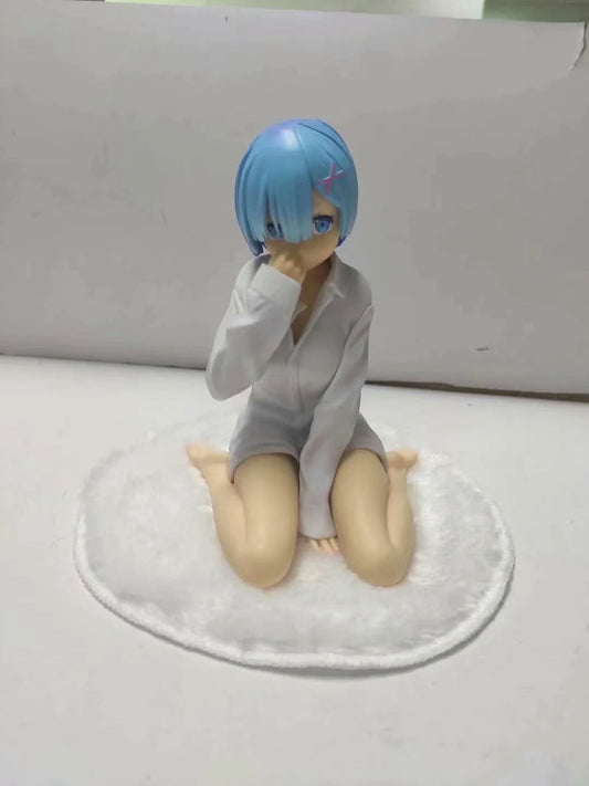 Re:Zero White Shirt Remrem Kneeling Posture Anime Garage Kits Model