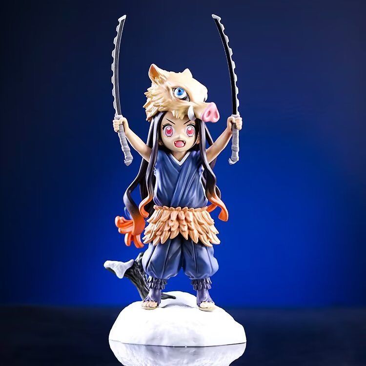 Kimetsu No Yaiba Nezuko Cos Yi Zhi Zhu Pig Head Standing Posture Anime Garage Kits Decoration Model
