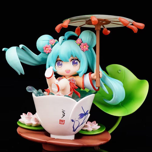 Q Version Clay Figure Hatsune Lotus Pond Moonlight Future Movable Replaceable Anime Garage Kits Model